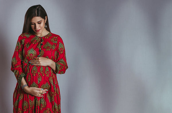 knee length dresses for ladies Women's Maternity Dress Printed Flower2 - White Price in Pakistan main image 0
