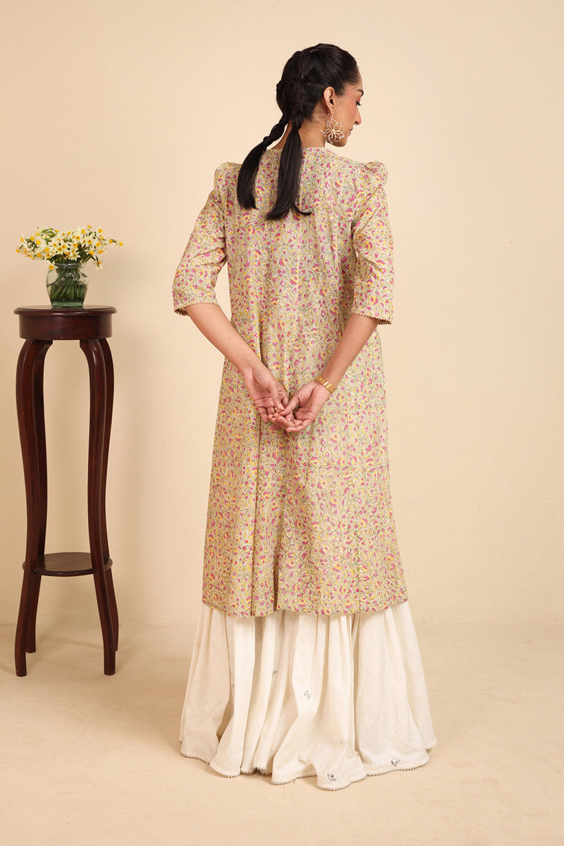 Block-Printed Flared Kurta