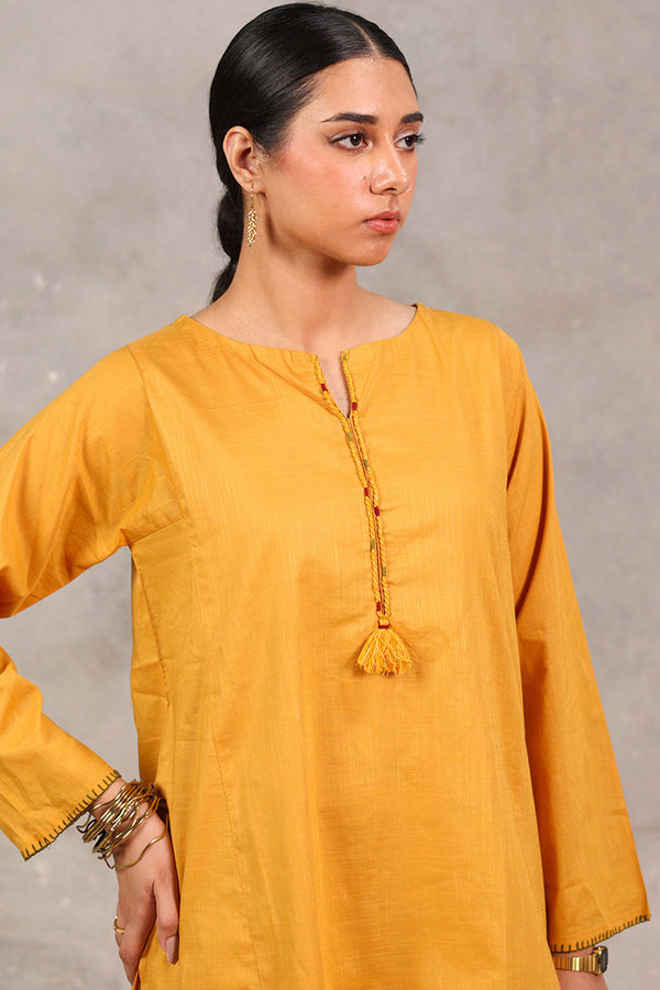 Block-Printed Tasseled 3-piece Suit