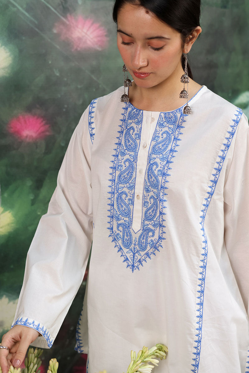 Azure Embroidered Kurti
