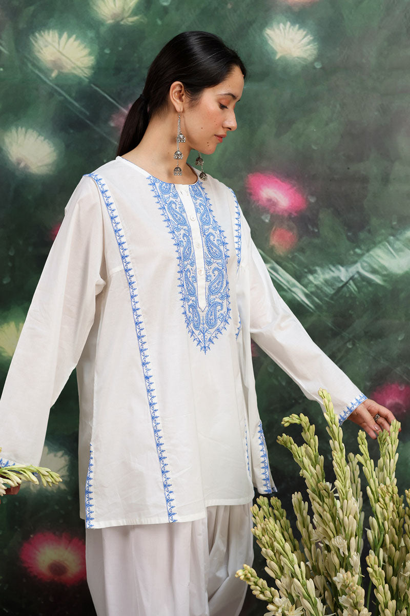 Azure Embroidered Kurti