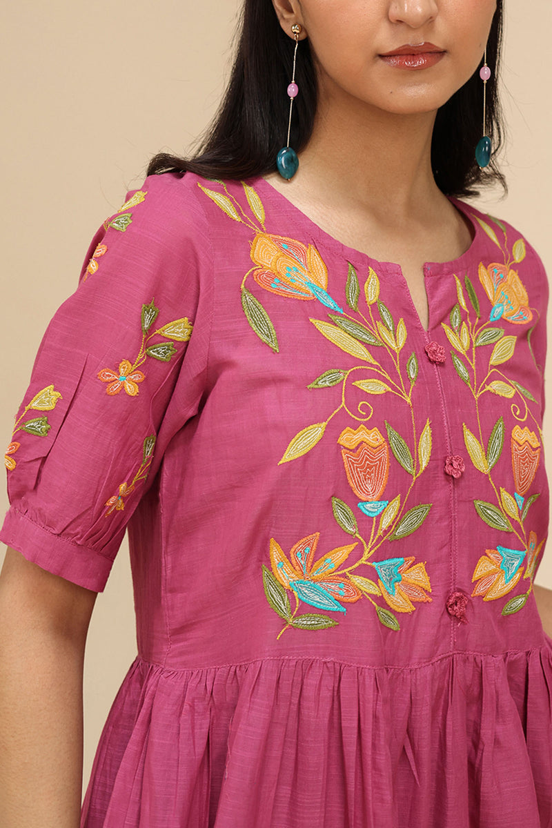 Phool Embroidered Tiered Set