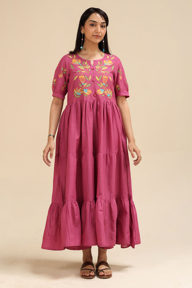 Phool Embroidered Tiered Set
