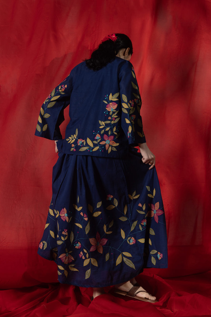 Floral Embroidered Skirt Set