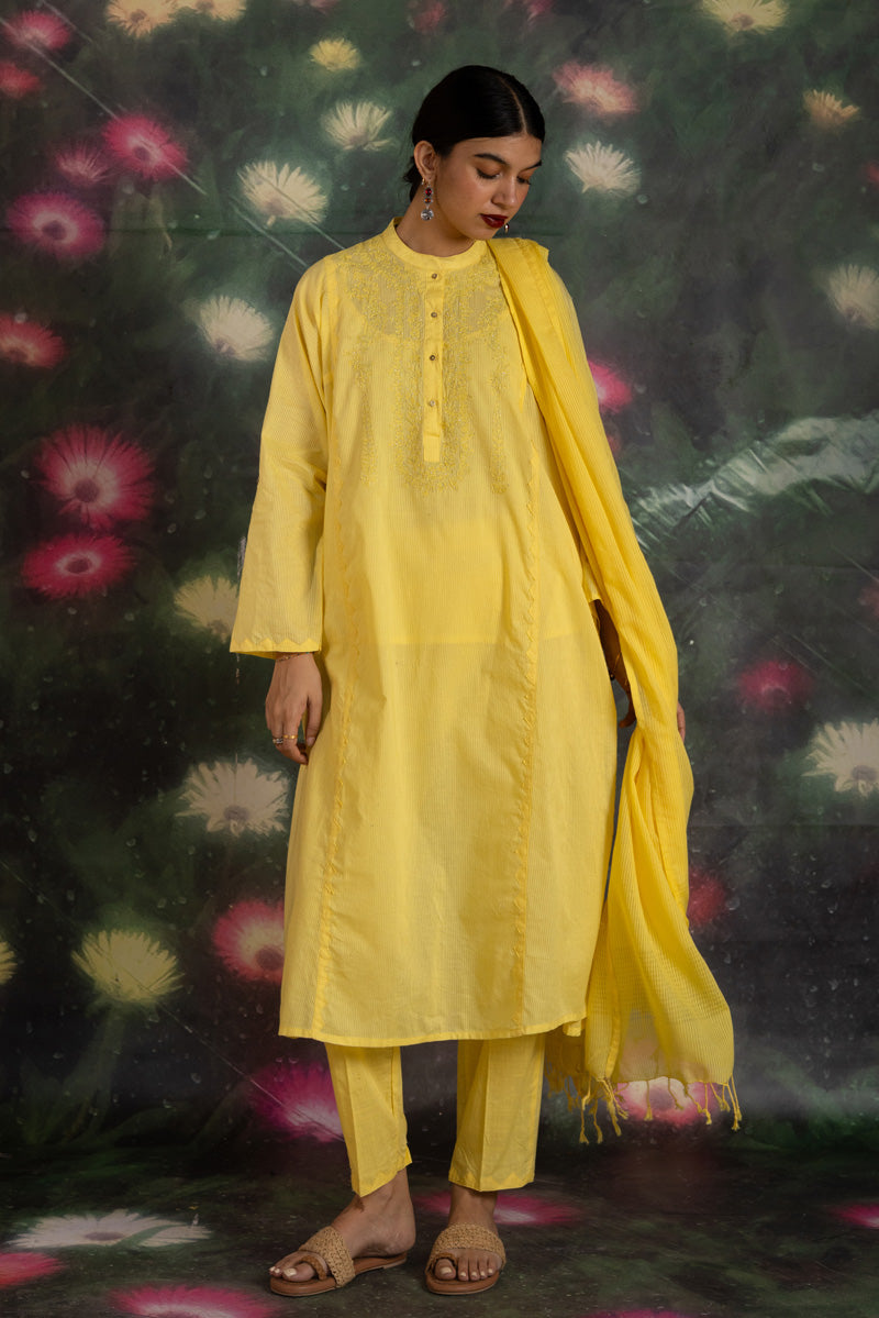 Embroidered Chalk Mehr Ensemble