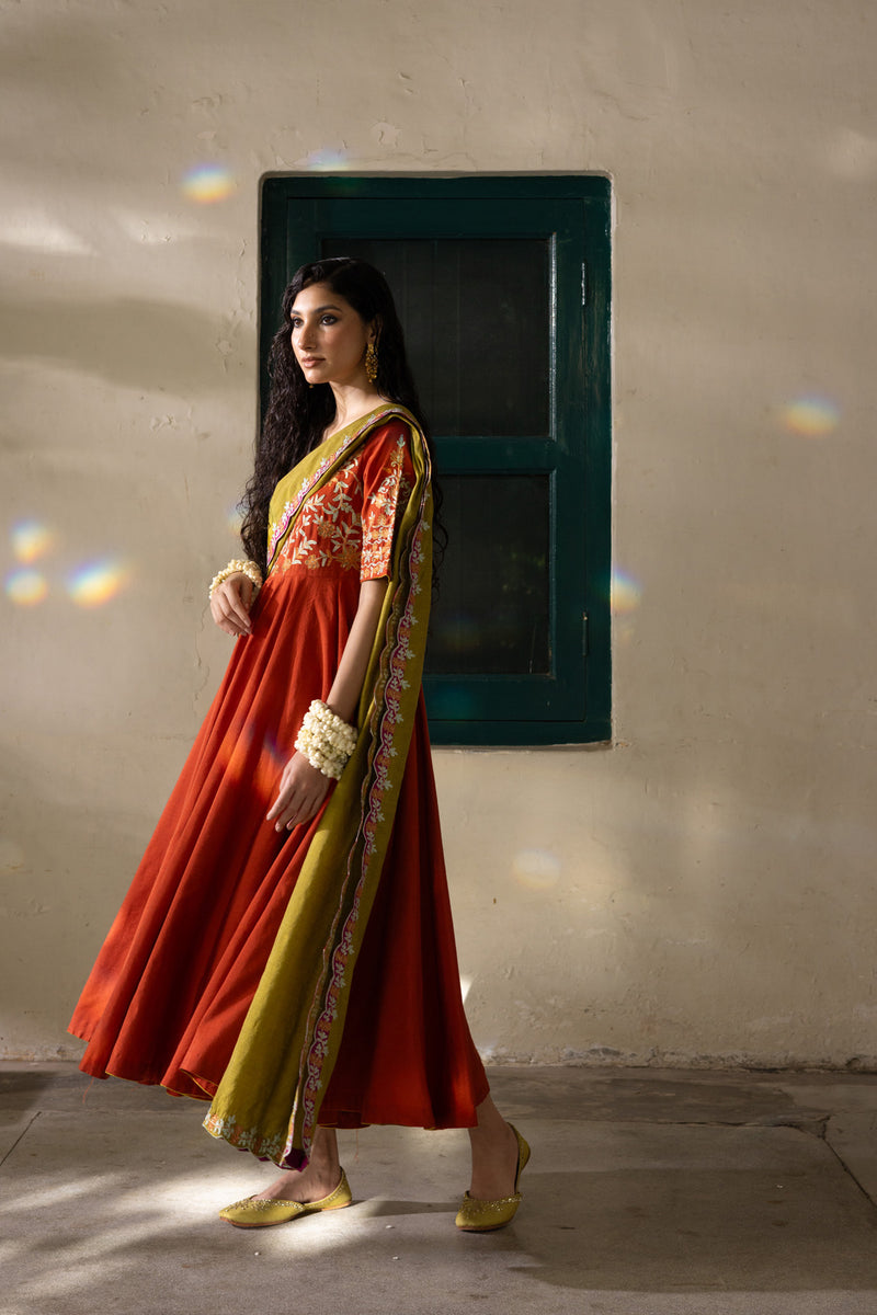 Embroidered Rosette Kalidaar Ensemble