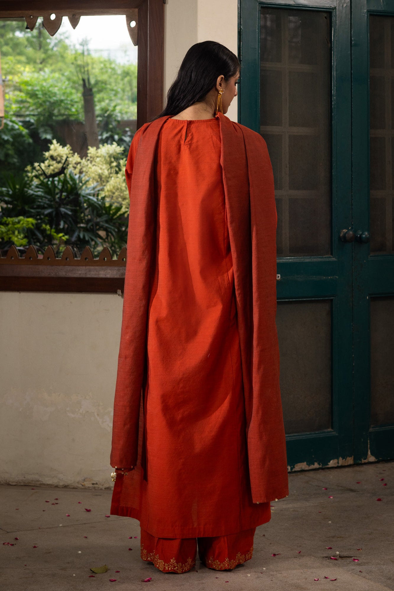Golden Veil Embroidered Ensemble