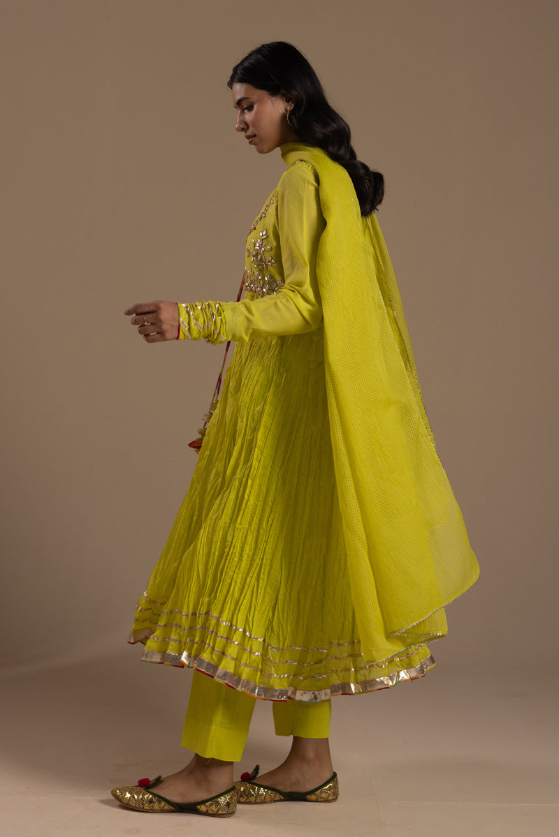 Golden Gota Anarkali Ensemble