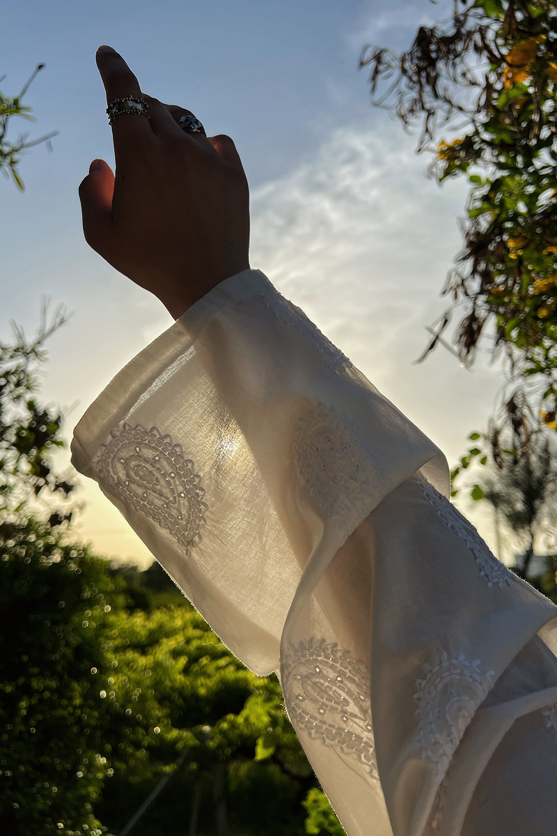 Hand-Embroidered N K R Shirt