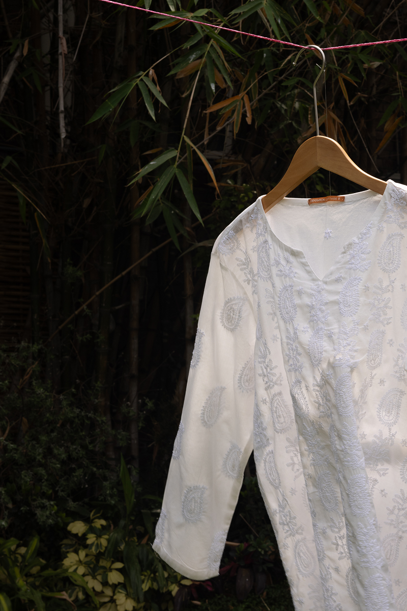 Hand-Embroidered N K R Shirt