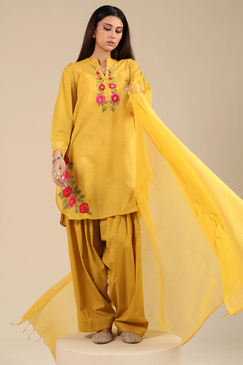 Embroidered Rosettes 3-Piece Suit