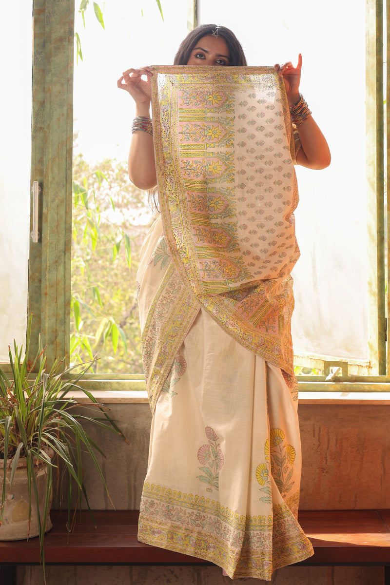 Block-Printed Jamni Saree