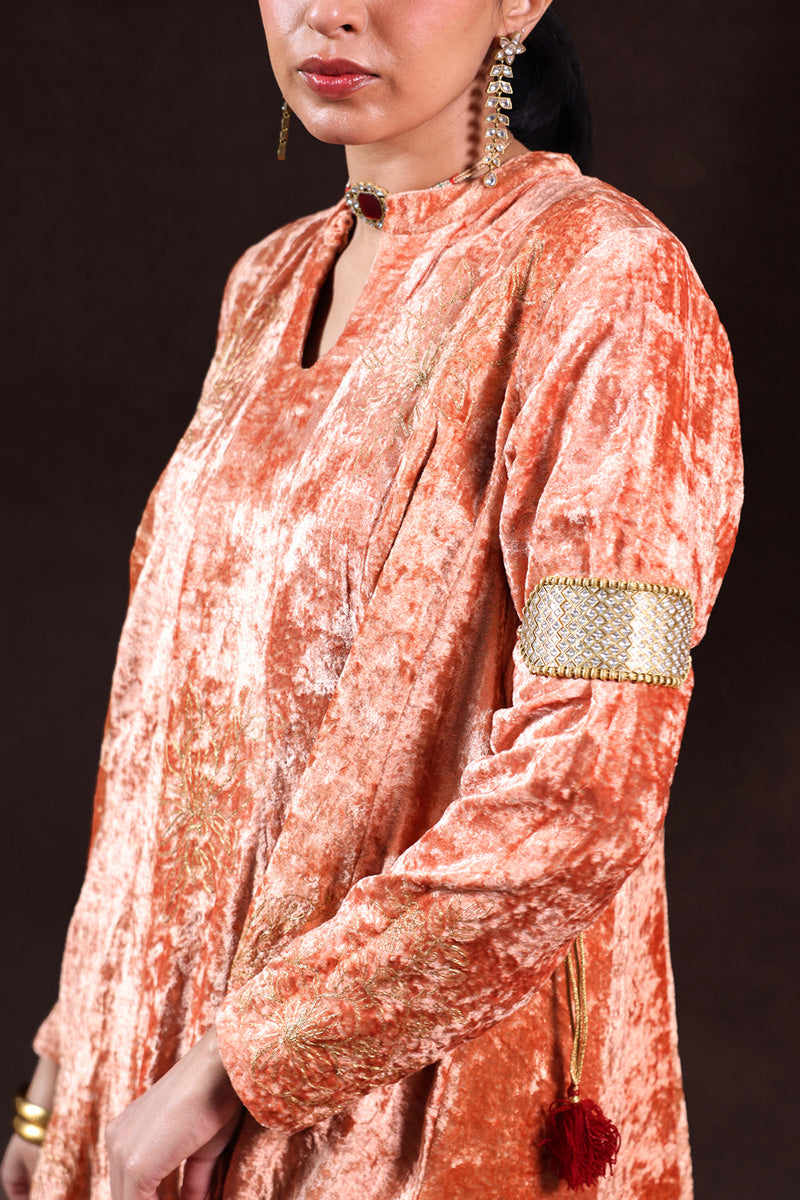 Embroidered Velvet Kalidar Set