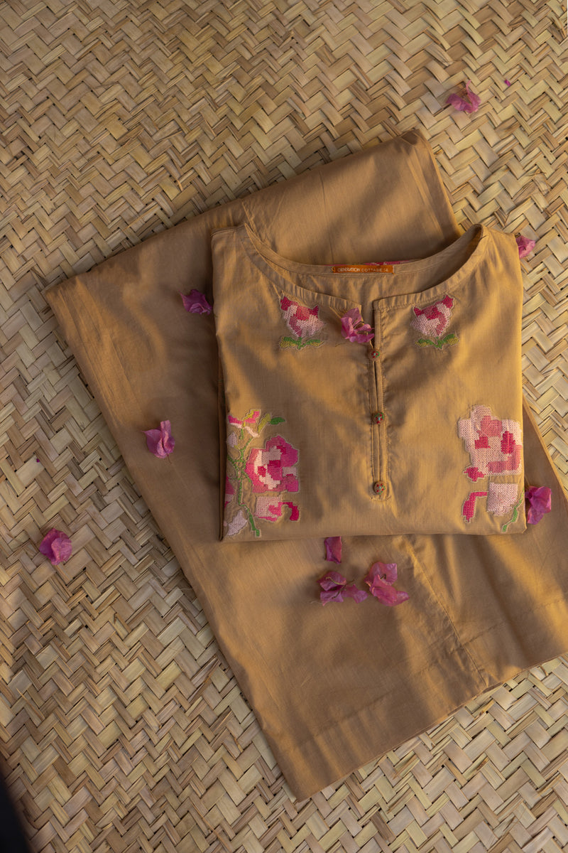 Hand Embroidered Floral Co-Ord Set