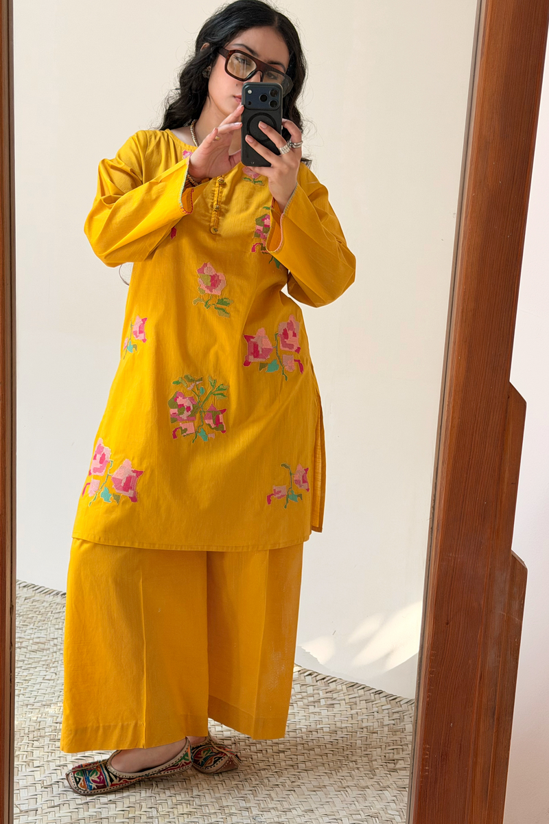 Hand Embroidered Floral Co-Ord Set