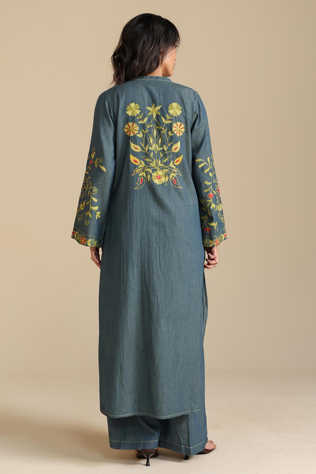 Embroidered Denim Set
