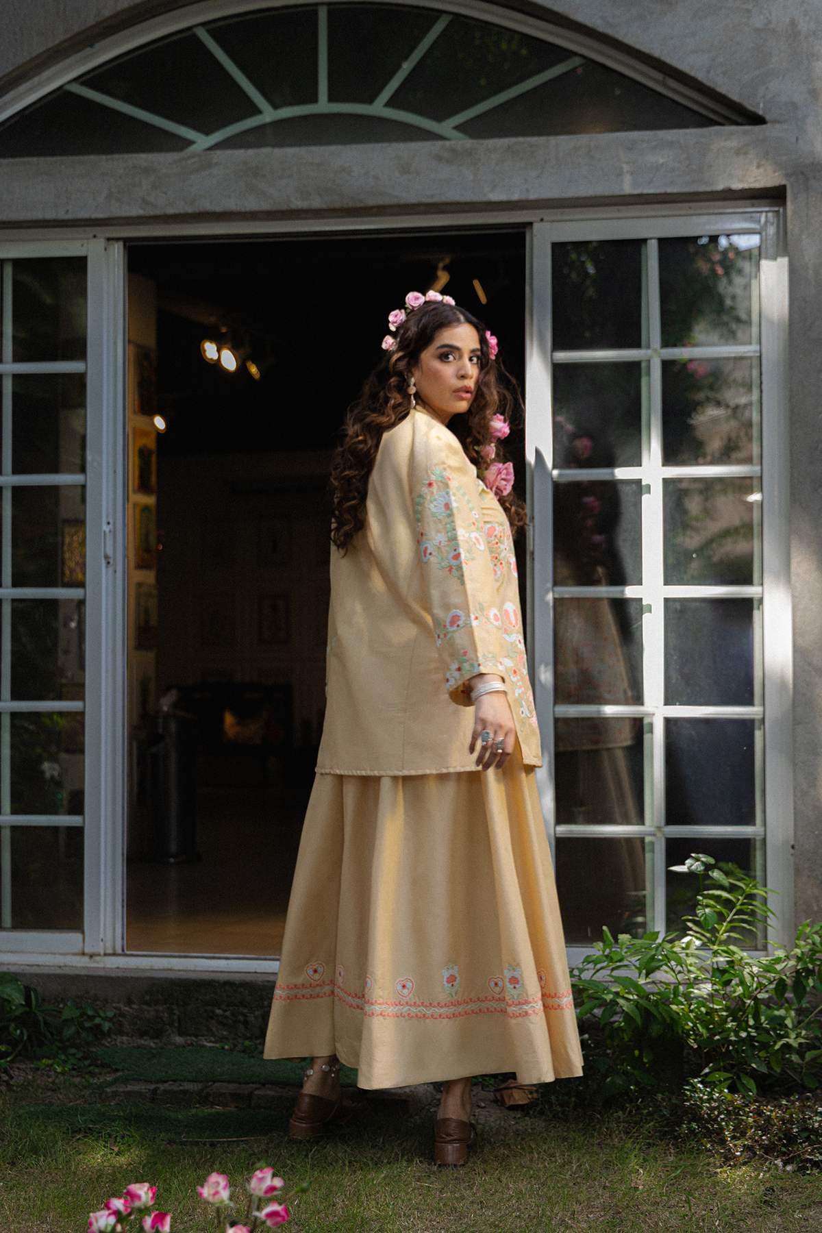 Floral Embroidered Skirt Set