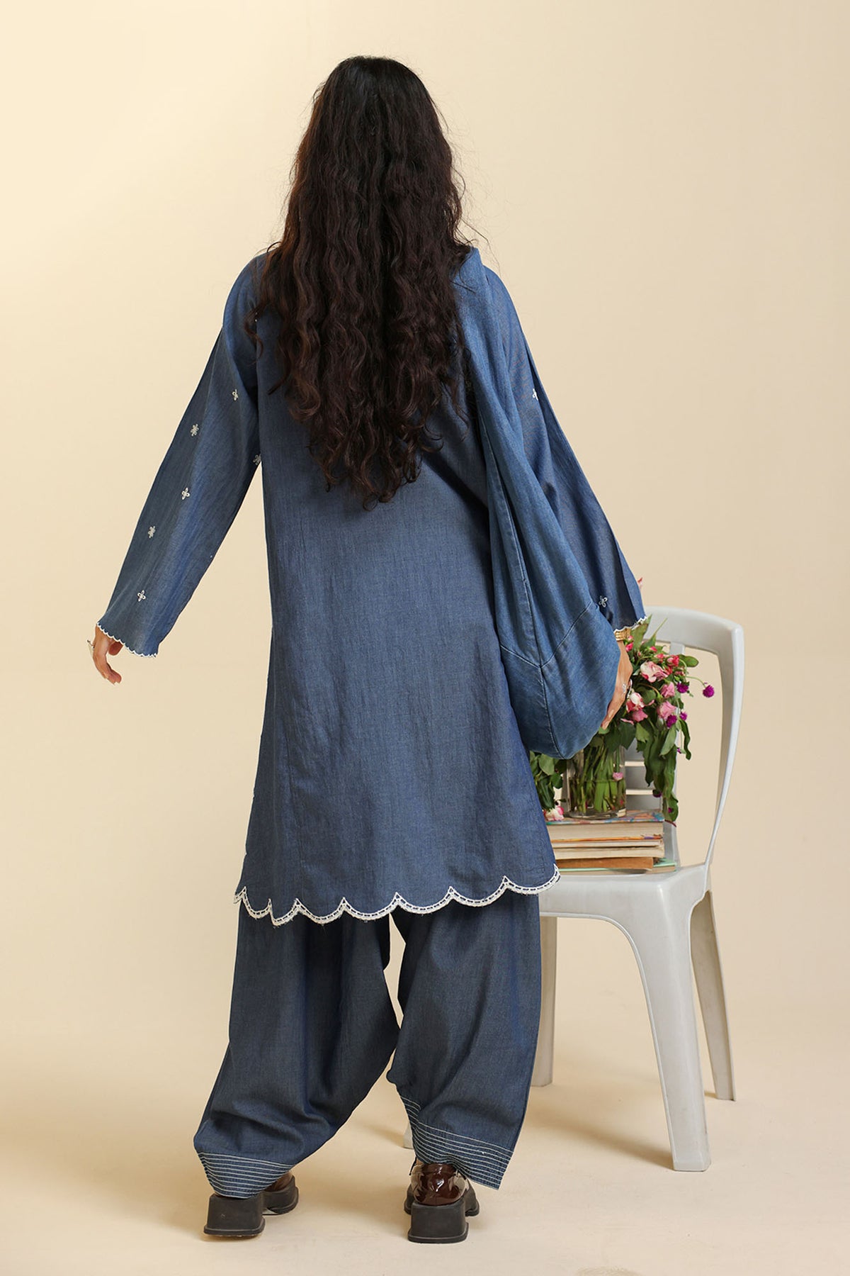 Embroidered Denim Co-Ord Set
