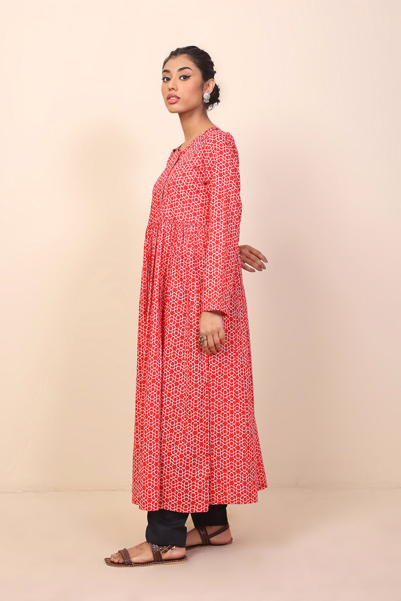 Geometric Front Open Dress