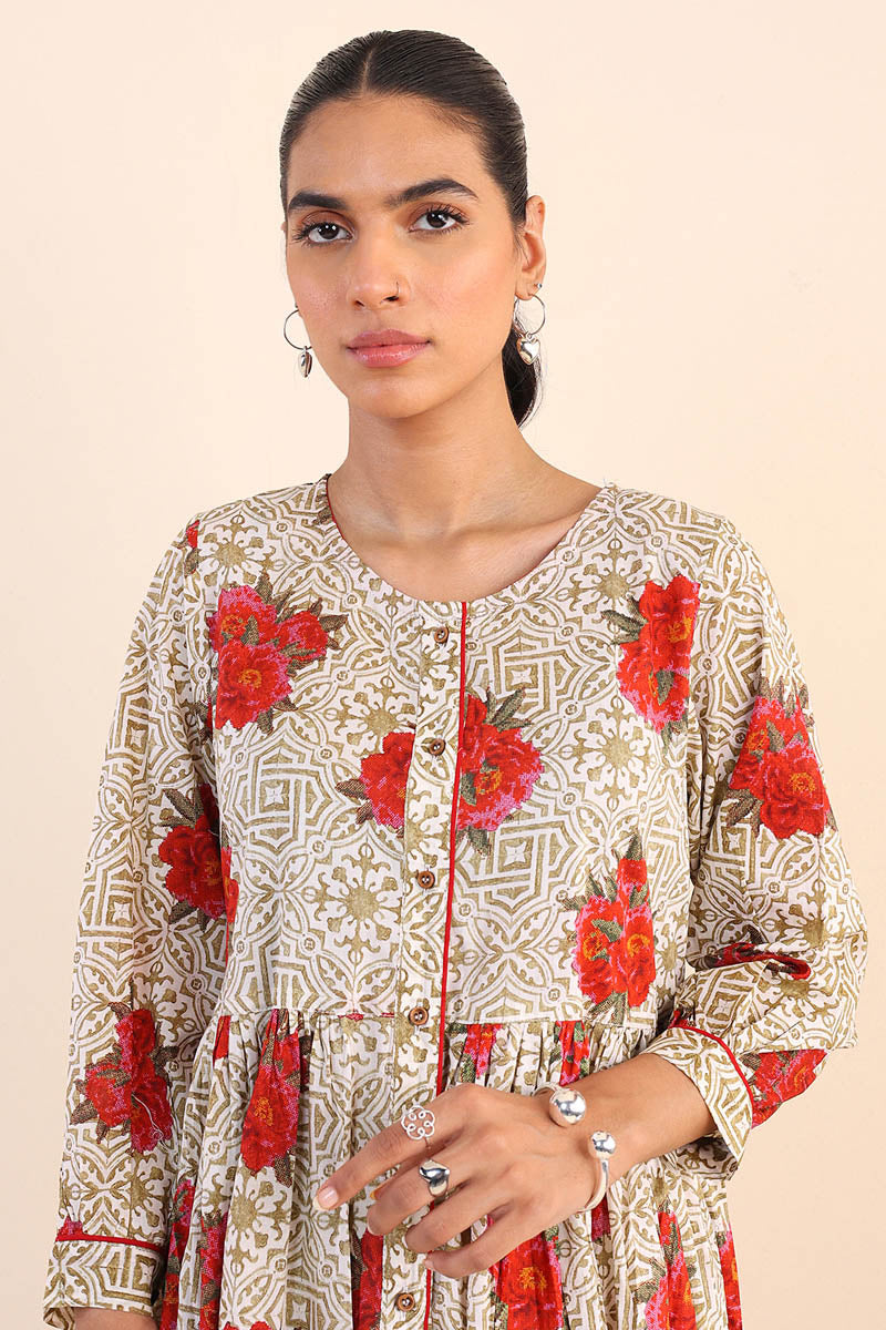 Tilework Flared Dress