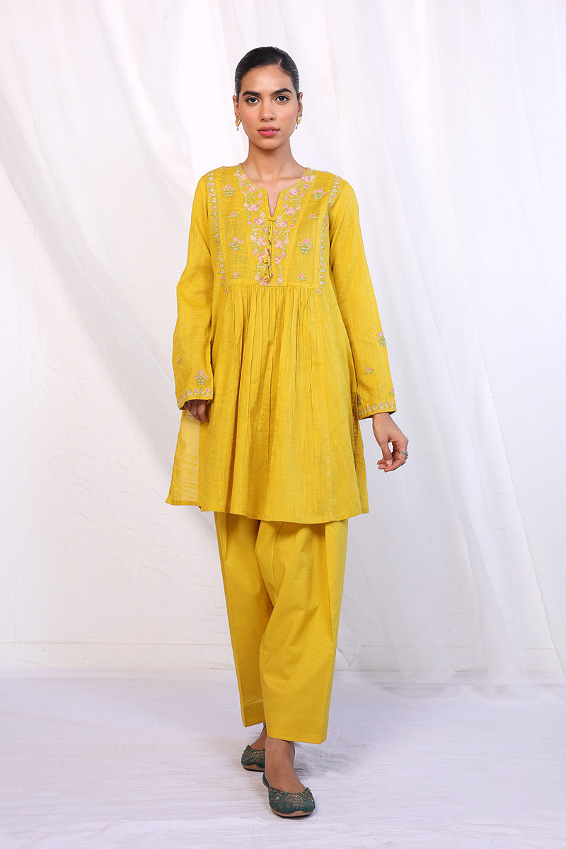 2- Piece Sunehri Phool Peplum