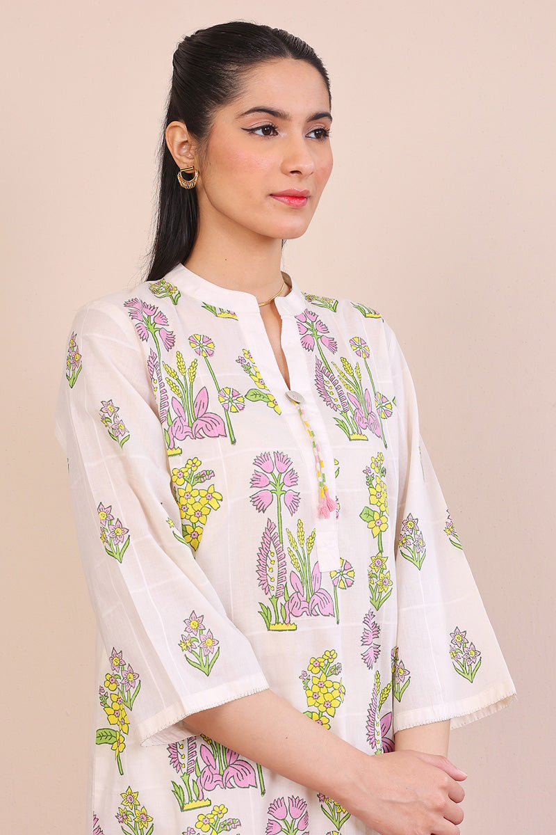 Tropic Splendour Blockprinted Kurta