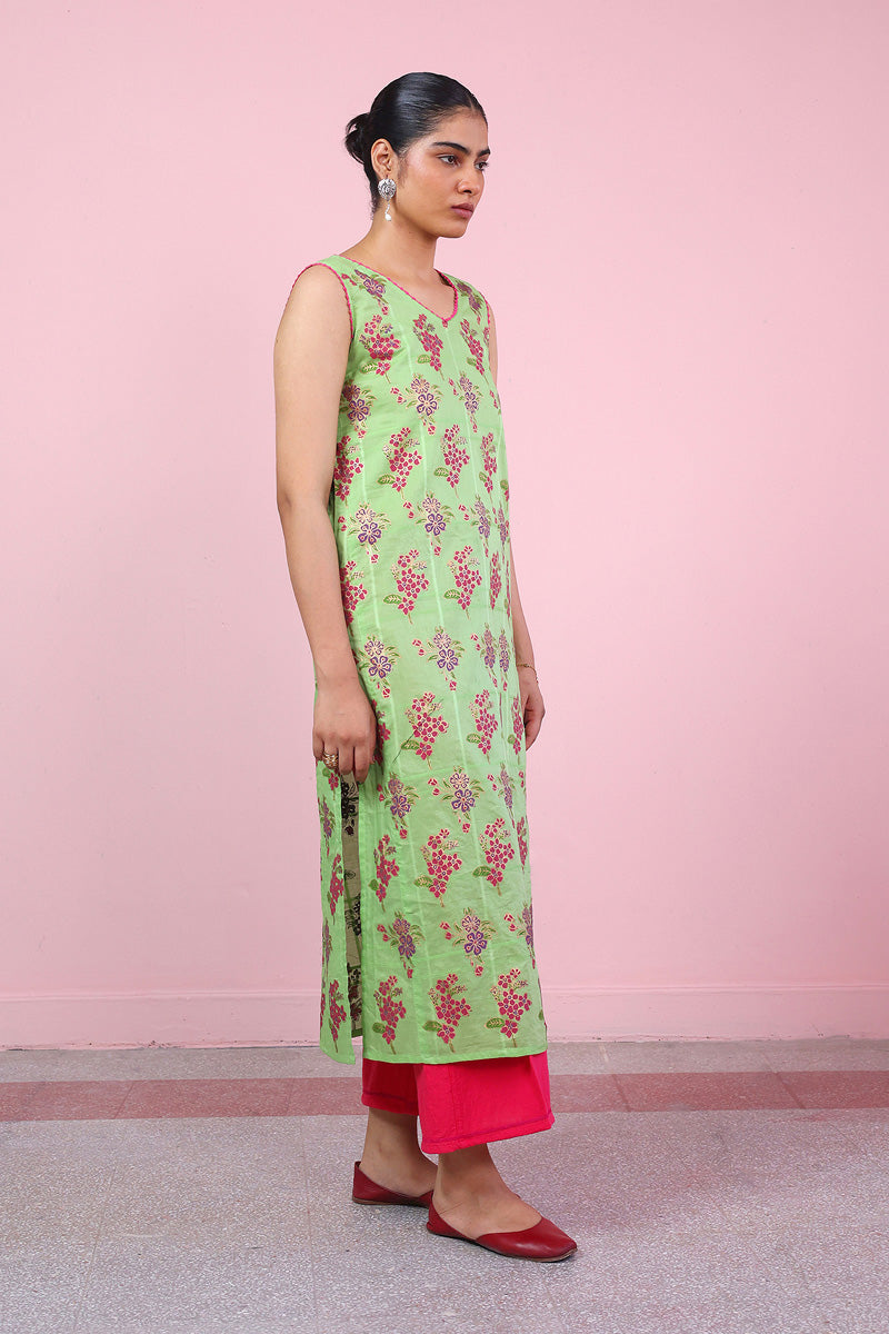 Tropic Splendour Handblock Printed Kurta