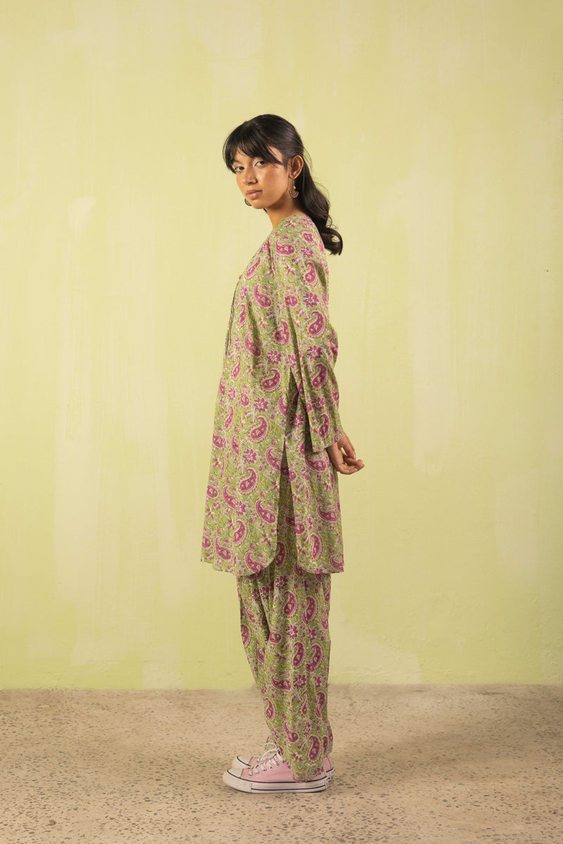 Kalamkari Pleated Dual-Set