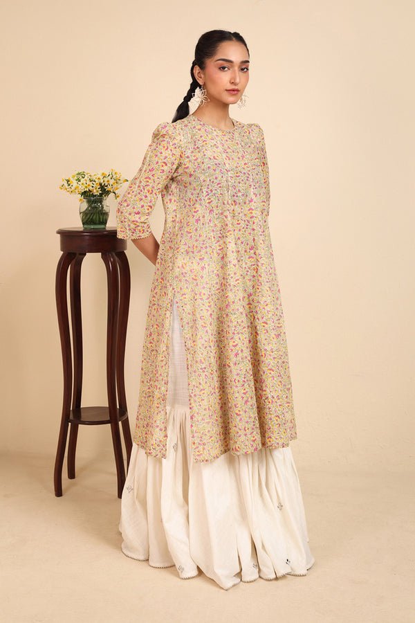 Block-Printed Flared Kurta