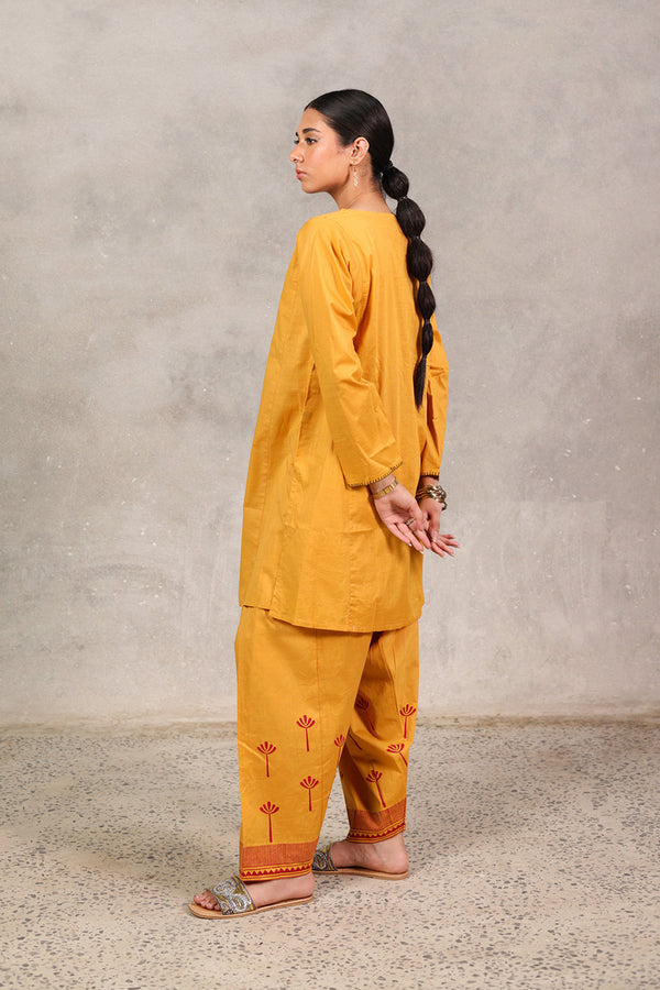 Block-Printed Tasseled 3-piece Suit