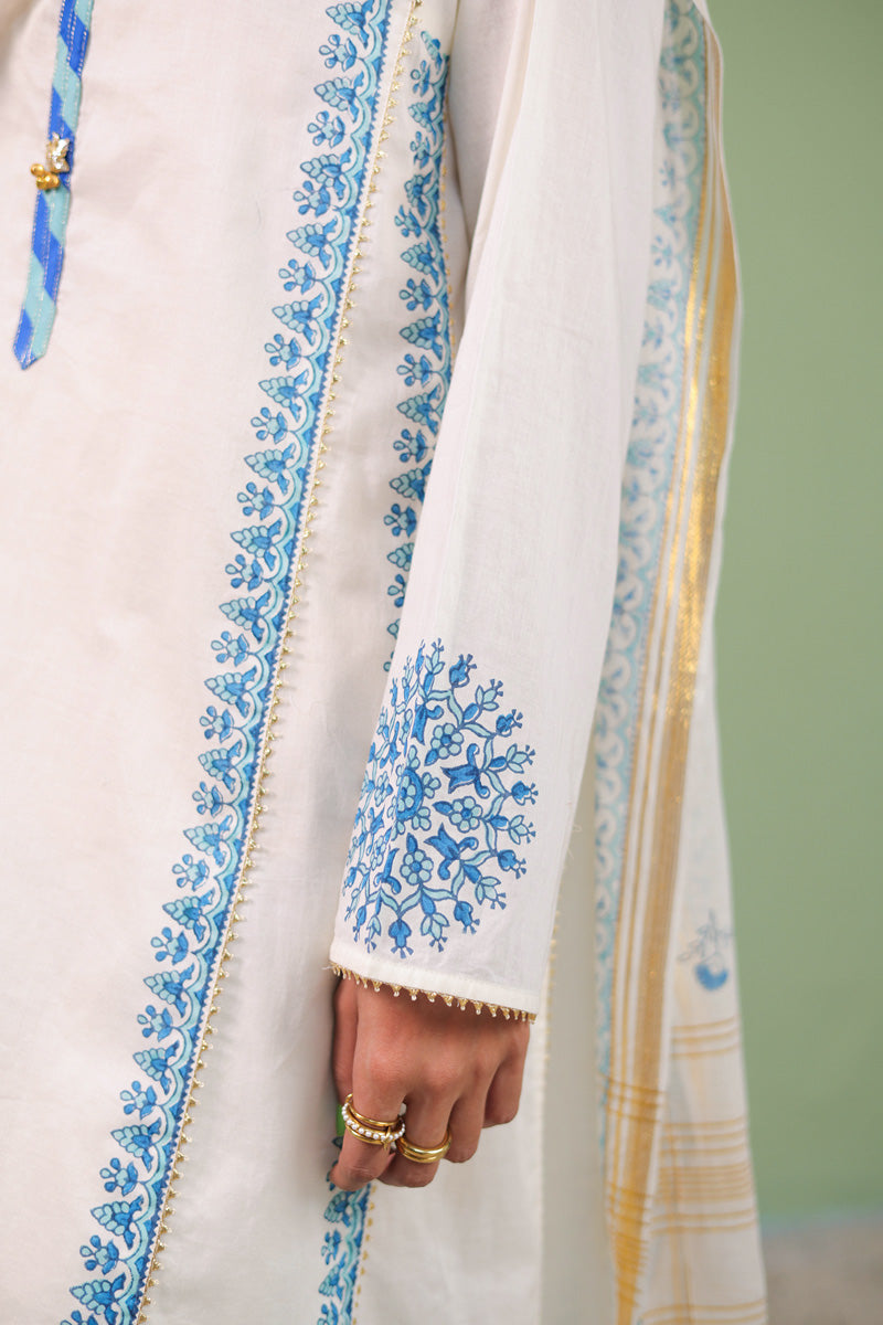 Block-Printed Anarkali 3 Piece Suit
