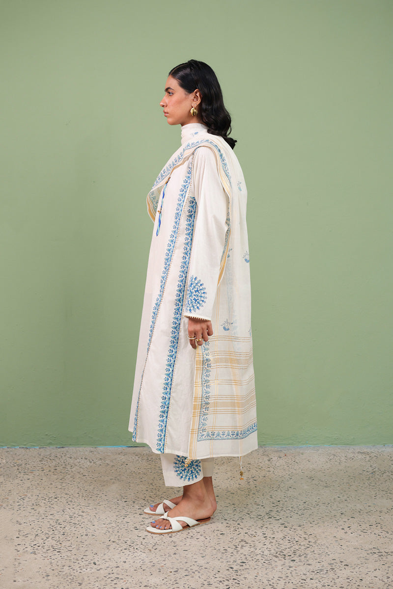 Block-Printed Anarkali 3 Piece Suit