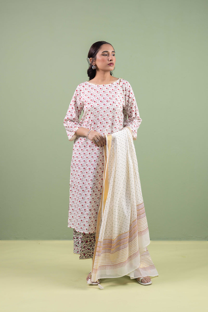Anarkali Glided Block 3 Piece Suit