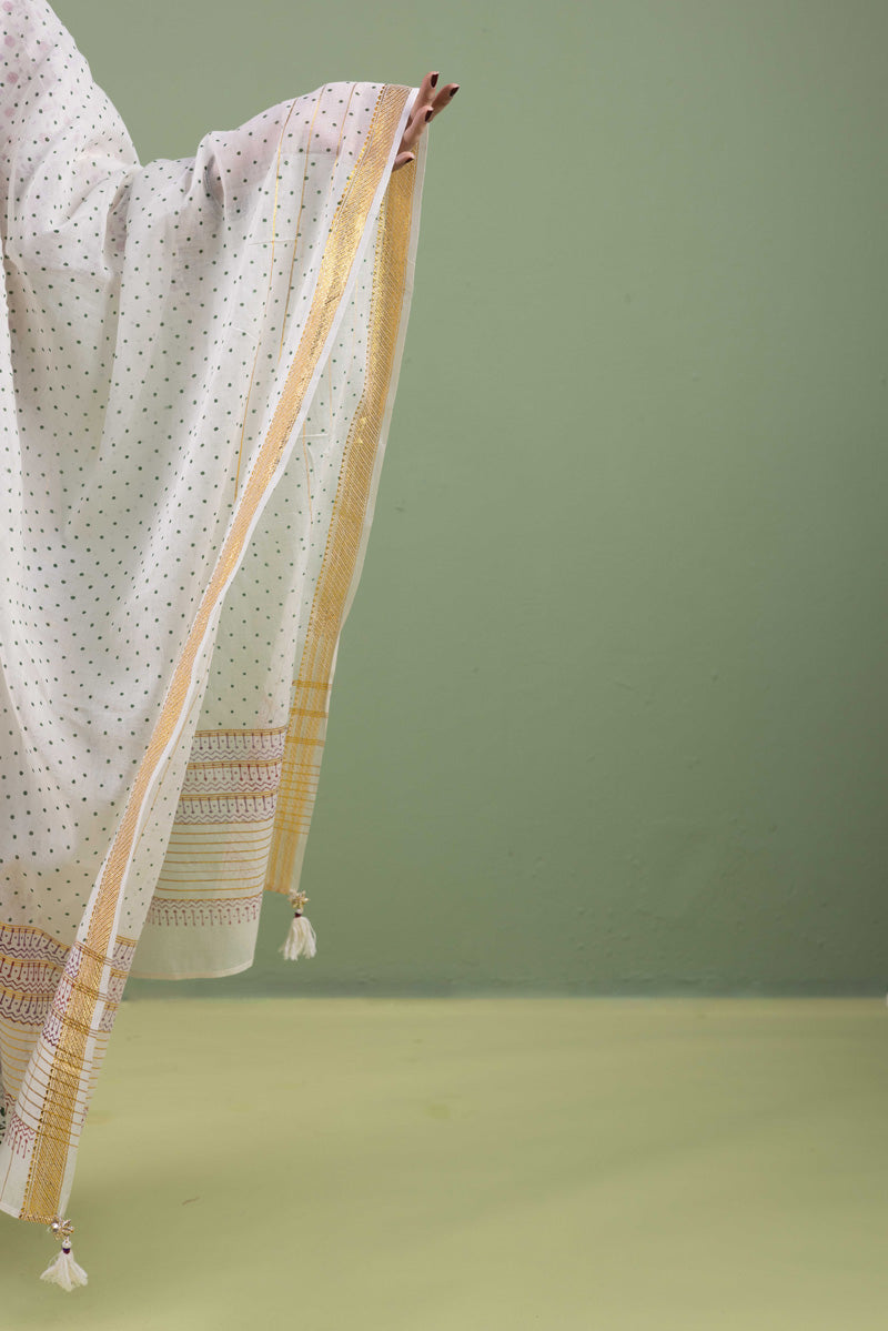 Anarkali Glided Block 3 Piece Suit