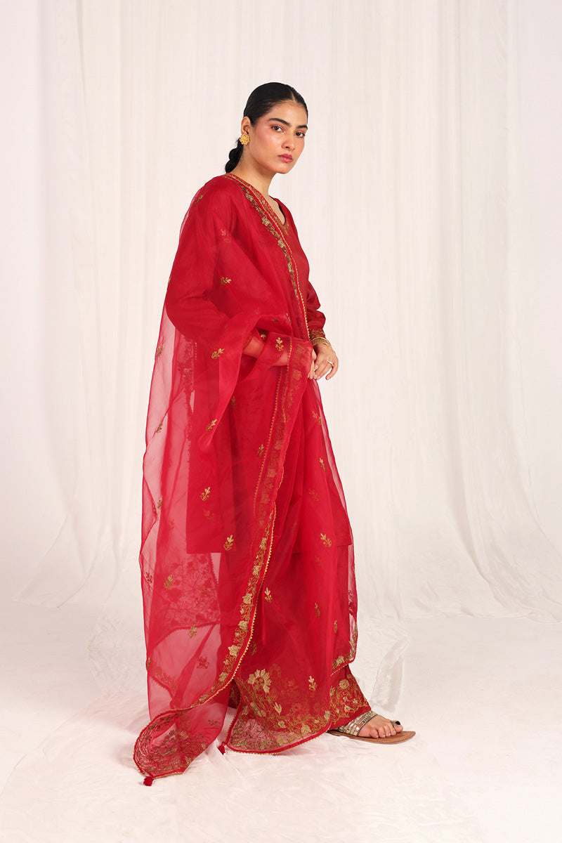 Gleaming Hues Of Red 3 Piece Suit