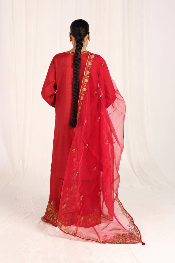 Gleaming Hues Of Red 3 Piece Suit