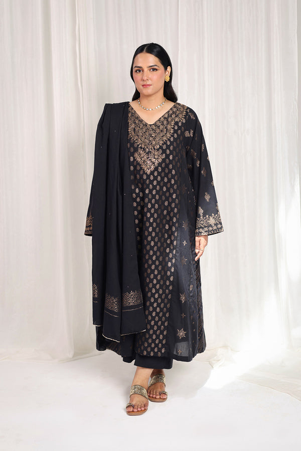Golden Woven Raat ki Rani 3 Piece