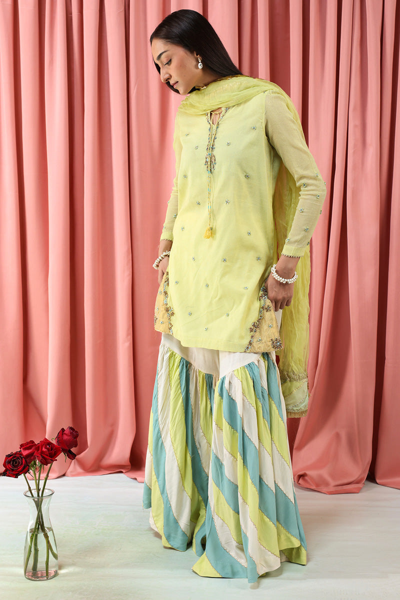 Mahrani Embroidered Gharara 3-Piece suit