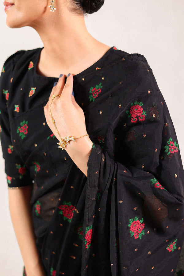 Golden Rose Jacquard Saree