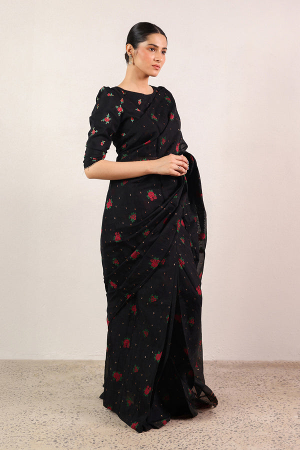 Golden Rose Jacquard Saree