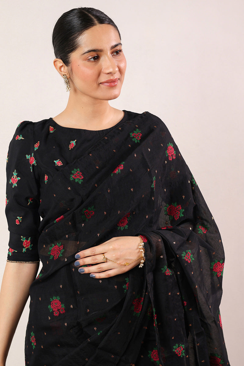 Golden Rose Jacquard Saree