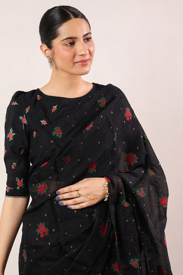 Golden Rose Jacquard Saree