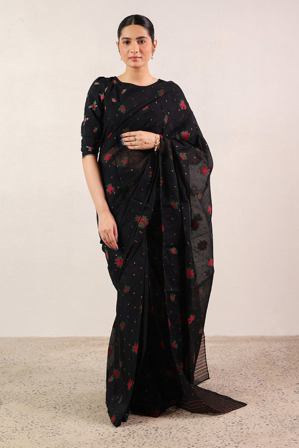 Golden Rose Jacquard Saree