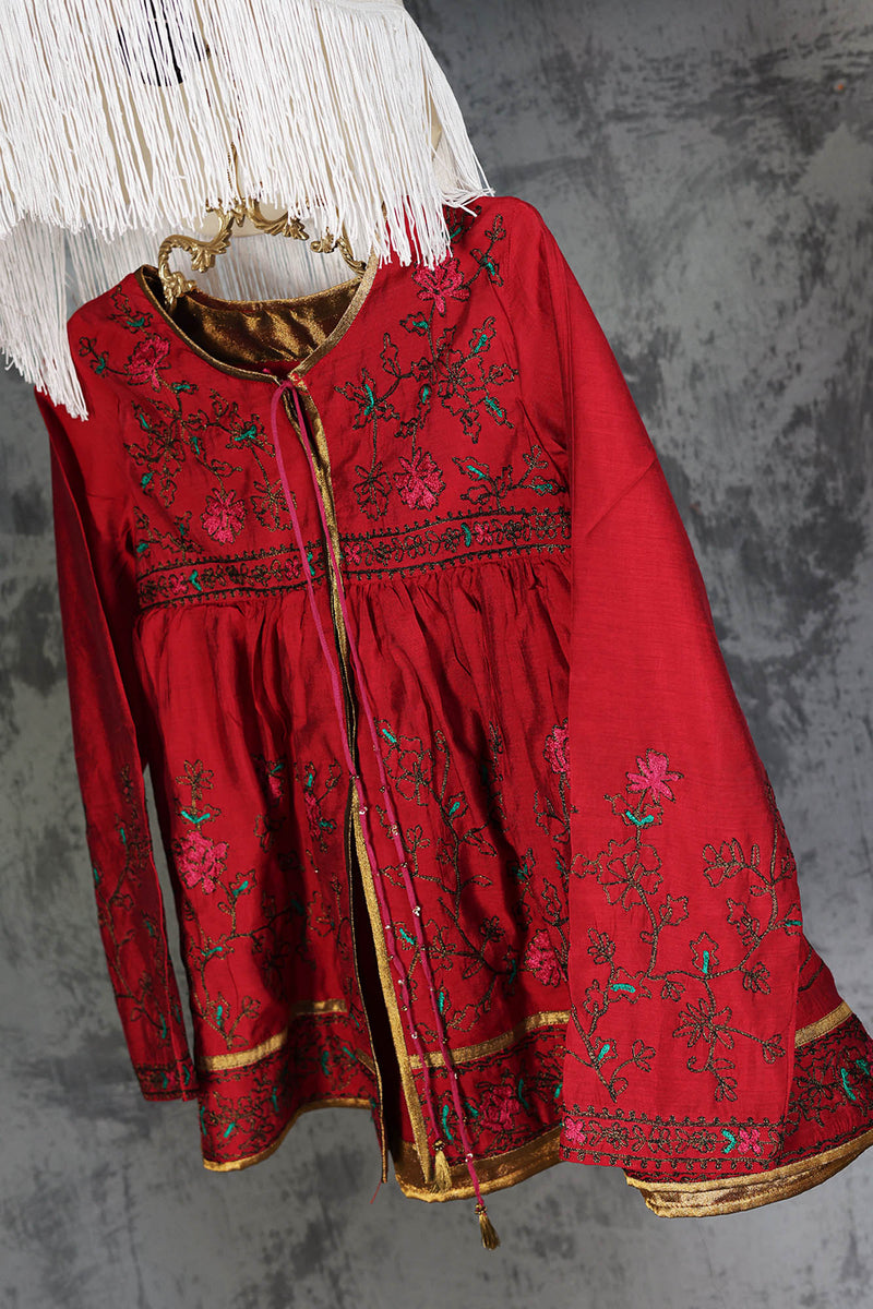 Embroidered Gathered Top