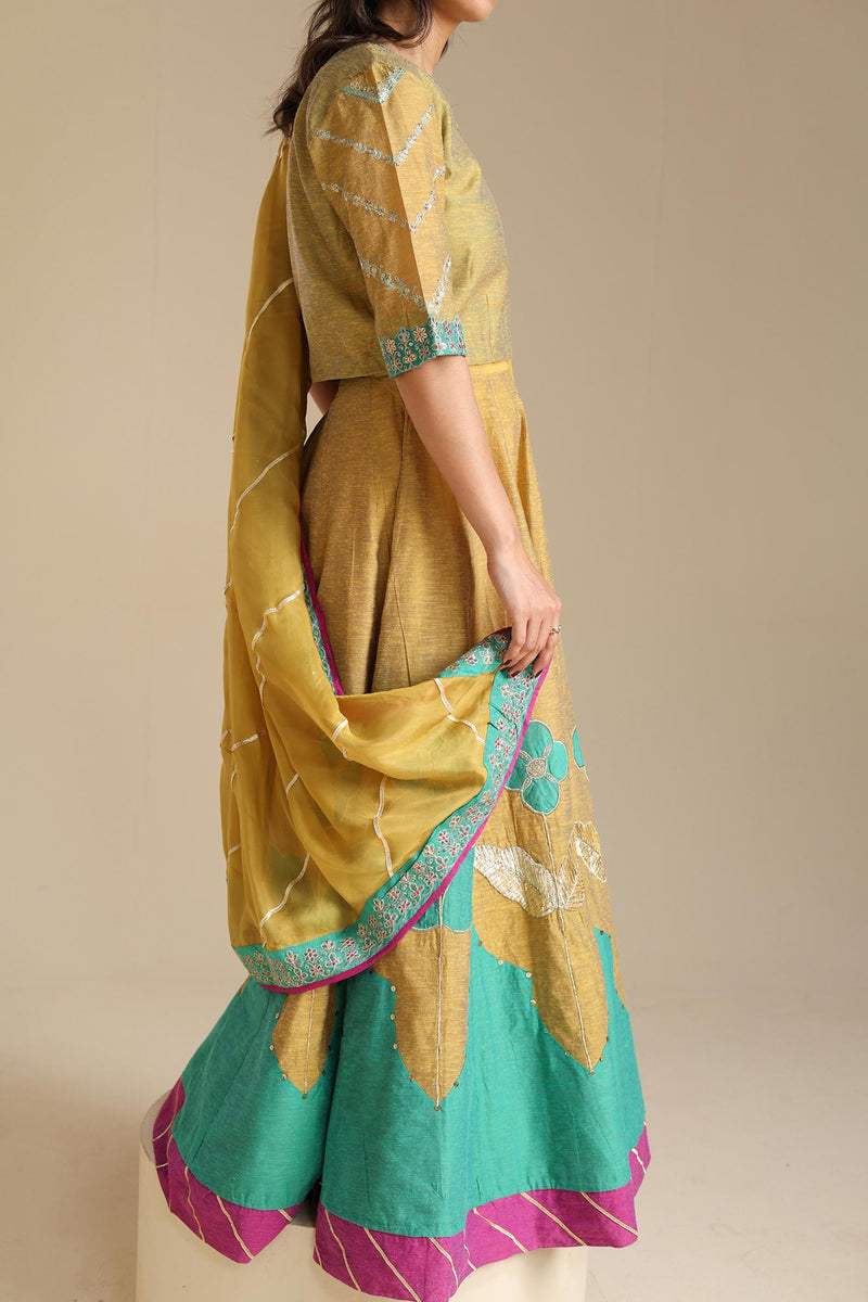 Color Blocked Lehnga Ensemble