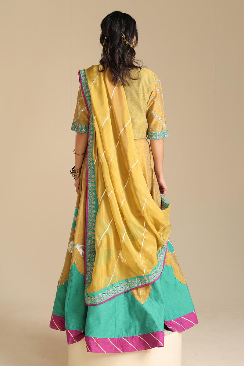 Color Blocked Lehnga Ensemble