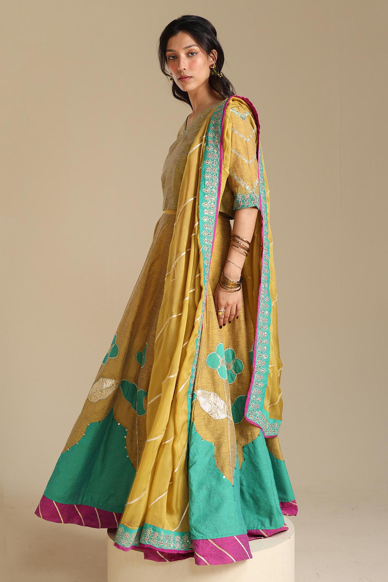 Color Blocked Lehnga Ensemble