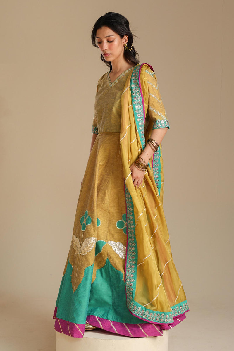 Color Blocked Lehnga Ensemble