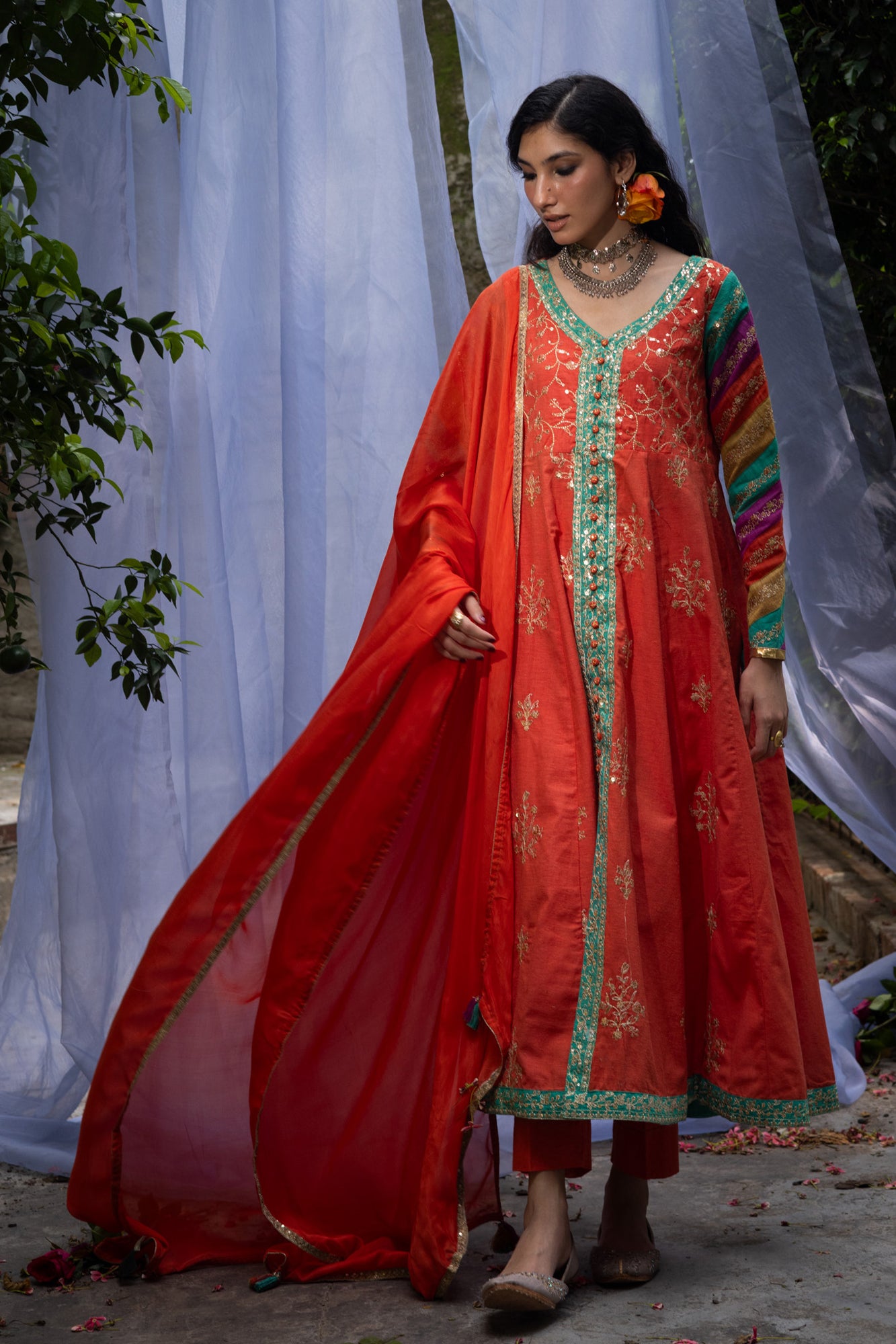 Golden-Hour Embroidered Ensemble