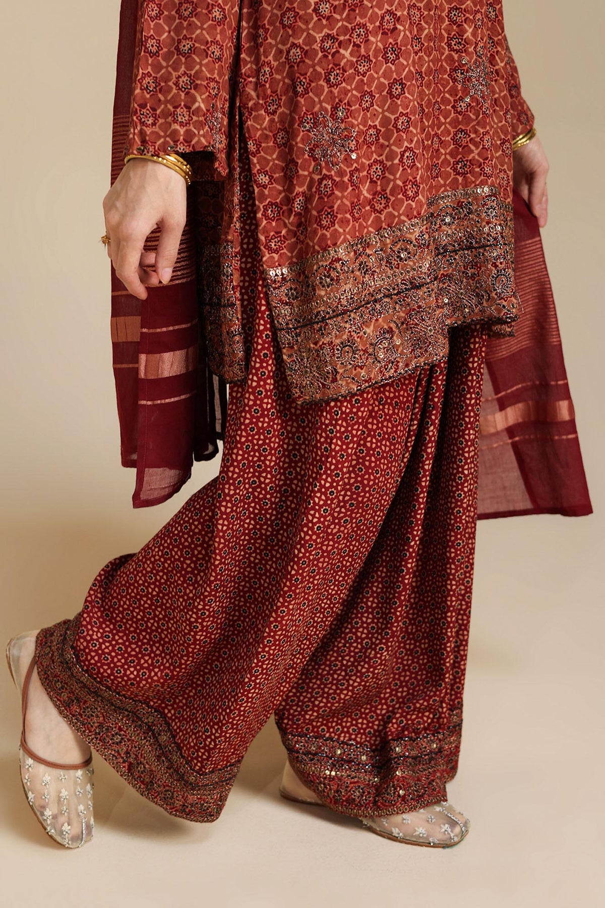 Ajrak Dastaan Embroidered Ensemble